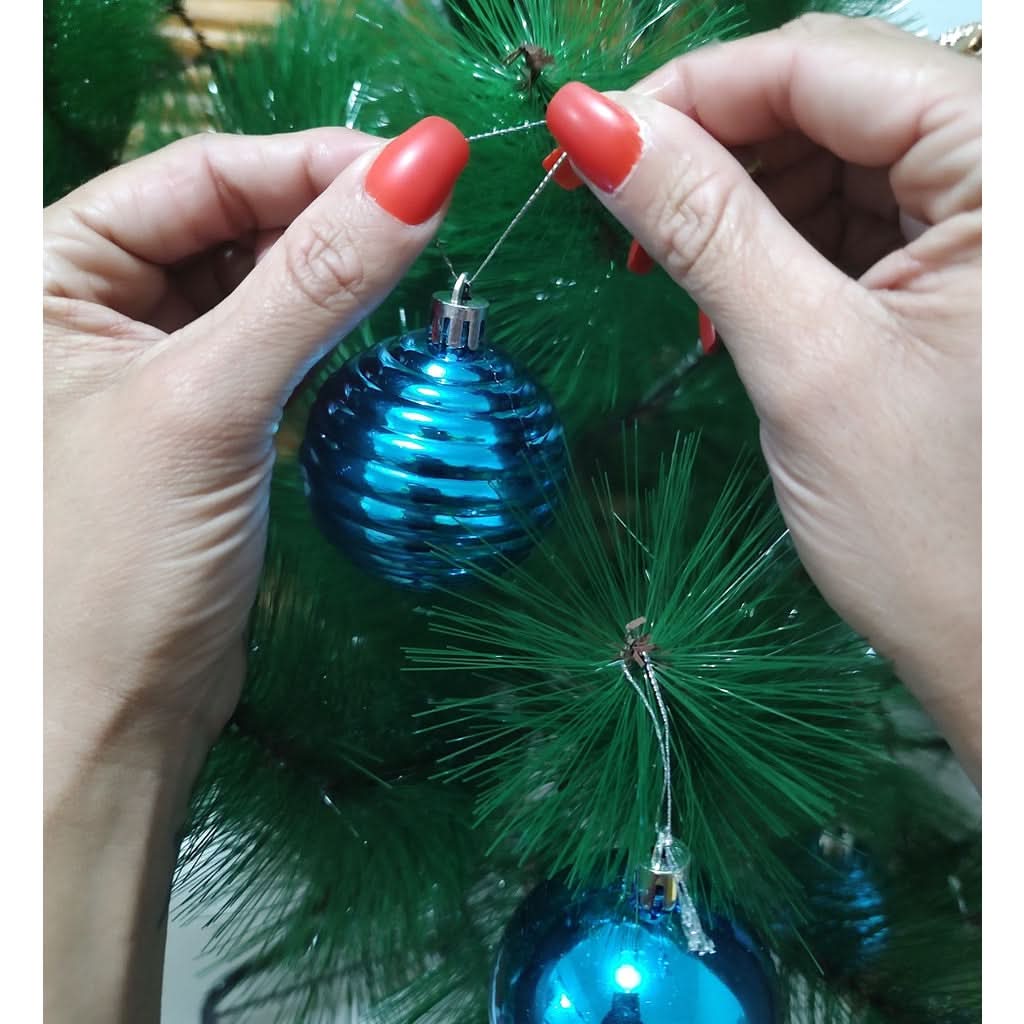 Kit 20 Bolas De Natal Azul Grande Decoração 6cm Glitter - Imagem 4