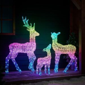 Conjunto de Renas Iluminadas com LED RGB Inteligente e Controle via Wi-Fi