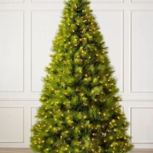 Árvore de Natal Verde Monterey Pine com Galhos Longos, Suporte Metálico e Micro LEDs Embutidos