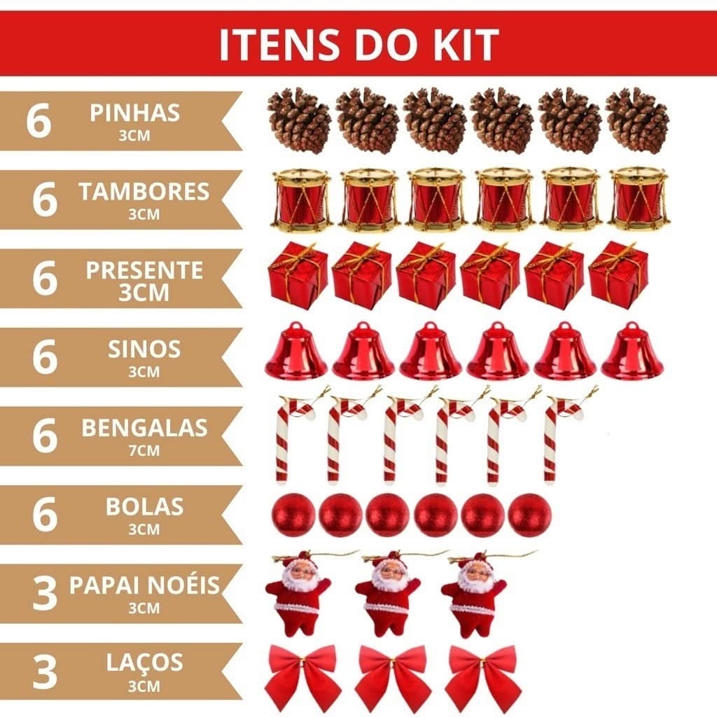 Kit 43 Enfeites Para Árvores De Natal Decoração Estrela Bolinha - Imagem 2