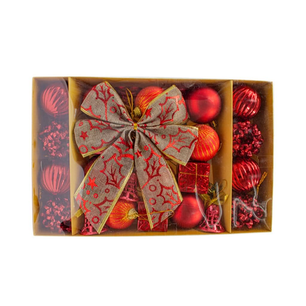 Kit 24 Enfeites Natalinos Bola Laço Decoração Árvore de Natal Vermelho Dourado Prata - Imagem 4