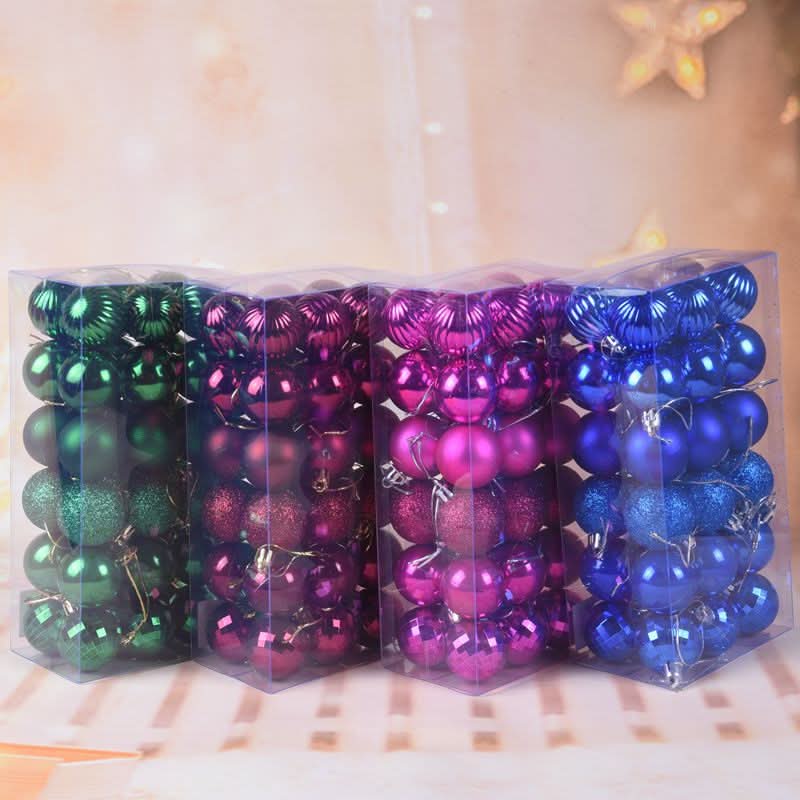 Decoração De Natal / 4cm 36 Peças Bolas Coloridas De Natal Com Glitter - Imagem 6