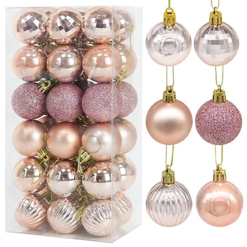 Decoração De Natal / 4cm 36 Peças Bolas Coloridas De Natal Com Glitter - Imagem 4
