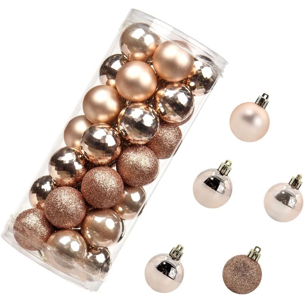 48 Bola Árvore Natal Champanhe 3 Modelo Glitter Lisa Fosca - Imagem 4
