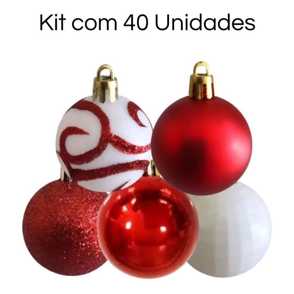 40 Bolas De Natal 5cm Sortidas Master Christmas Vermelha/rose - Imagem 2