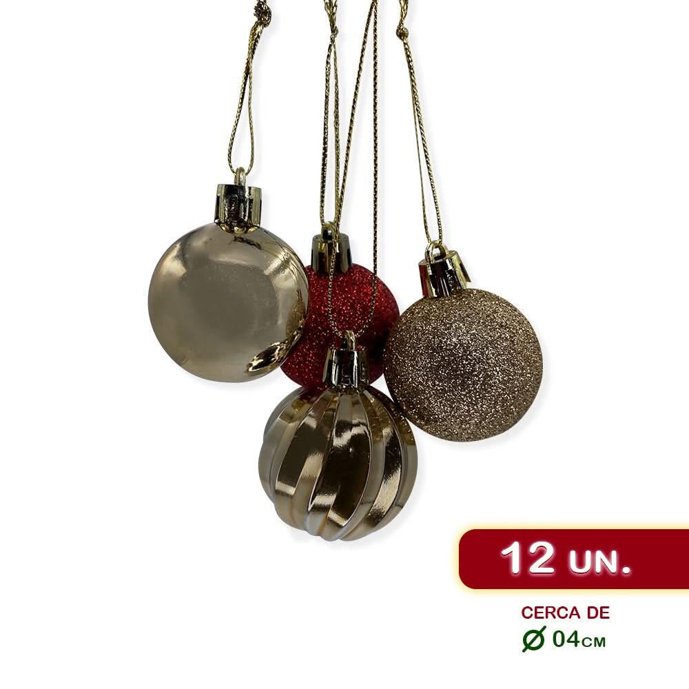 Kit Enfeites de Natal Bolas Estrela Dourado e Vermelho Completo - Imagem 5