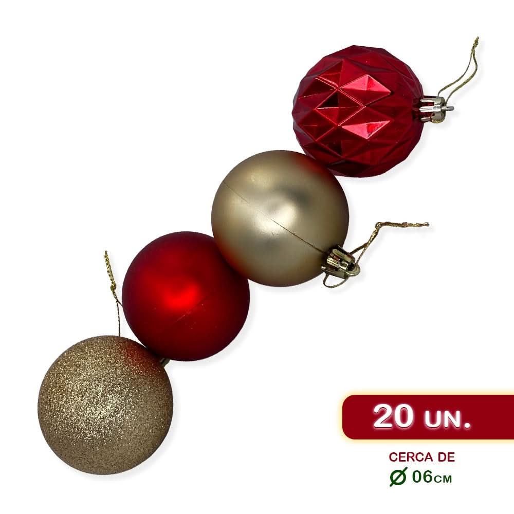 Kit Enfeites de Natal Bolas Estrela Dourado e Vermelho Completo - Imagem 4