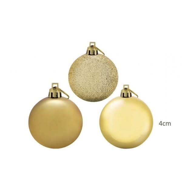 Kit 30 Bolas De Natal Mista 4cm Dourada Decoração Árvore - Imagem 3