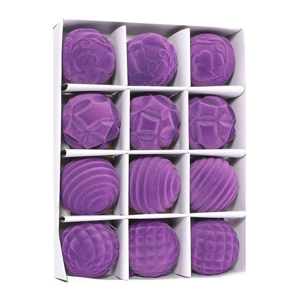 12 Bolas De Natal 6cm Bolas Plásticas De Veludo - Imagem 10