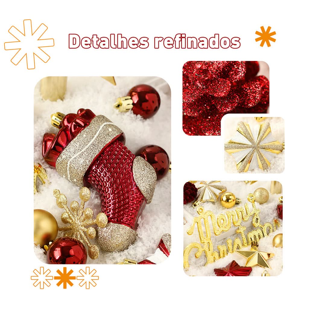 Kit 70 Bolas decoração de natal árvore pendente bolinhas enfeites natalinos casa pisca pisca led - Imagem 5