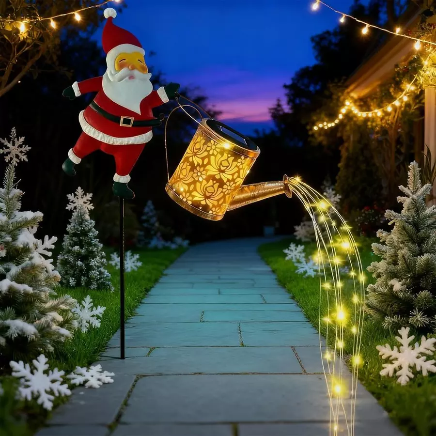 Luzes De Chaleira Solar De Papai Noel De Natal Decorativas De Gramado De Jardim - Imagem 2