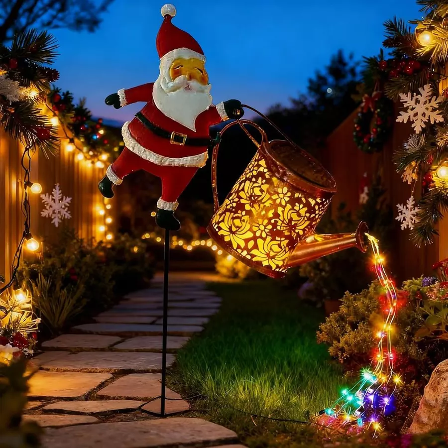 Luzes De Chaleira Solar De Papai Noel De Natal Decorativas De Gramado De Jardim - Imagem 3